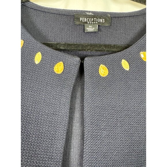 Perceptions 2 Piece Floral Shift Dress & Shrug Set Navy Blush Spring NEW 1X - Picture 4 of 13